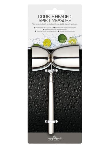 BarCraft Podwójna miarka w kolorze srebrnym - wys. 16,2 cm
