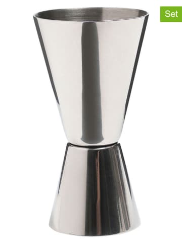 BarCraft Podwójne miarki (2 szt.) w kolorze srebrnym - wys. 8,5 cm