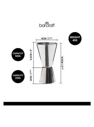 BarCraft 2er-Set: Doppel-Messbecher in Silber - (H)8,5 cm 