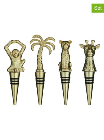 BarCraft 4-delige set: flessenkurken goudkleurig - (H)12,5 cm