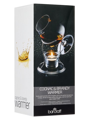 BarCraft 2-delige cognacverwarmerset zilverkleurig