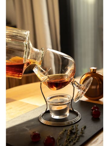 BarCraft 2-delige cognacverwarmerset zilverkleurig