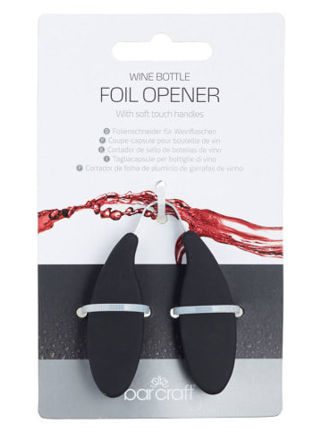 BarCraft 2-delige set: wijnflesfoliesnijders zwart - (B)4 x (H)7 cm