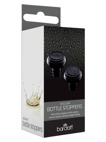 BarCraft 2er-Set: Flaschenverschlüsse in Schwarz - (H)9 cm 