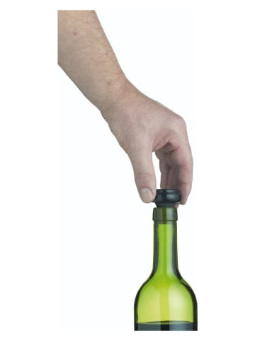 BarCraft Korek próżniowy w kolorze srebrnym do wina - wys. 14 cm