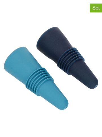 BarCraft 2-delige set: kurken lichtblauw/donkerblauw - (H)6 cm