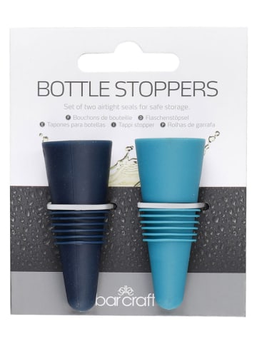 BarCraft 2er-Set: Flaschenverschlüsse in Hellblau/ Dunkelblau - (H)6 cm 