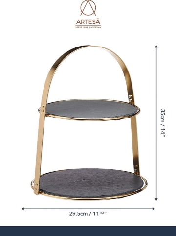 Artesa Etażerka w kolorze złoto-czarnym - wys. 35 x Ø 29,5 cm