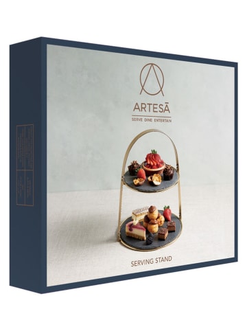 Artesa Etagere in Gold/ Schwarz - (H)35 x  Ø 29,5 cm