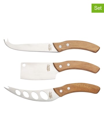 Artesa Noże (3 szt.) w kolorze srebrno-jasnobrązowym do sera