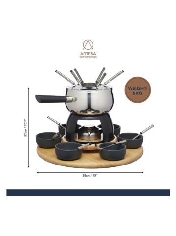 Artesa 22tlg. Fondue-Set in Silber/ Schwarz