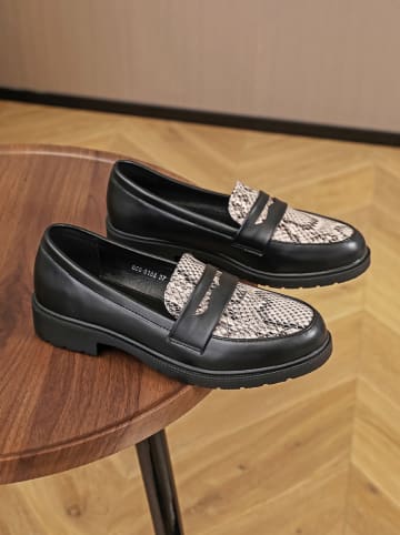 Sixth Sens Mokassins in Schwarz/ Creme