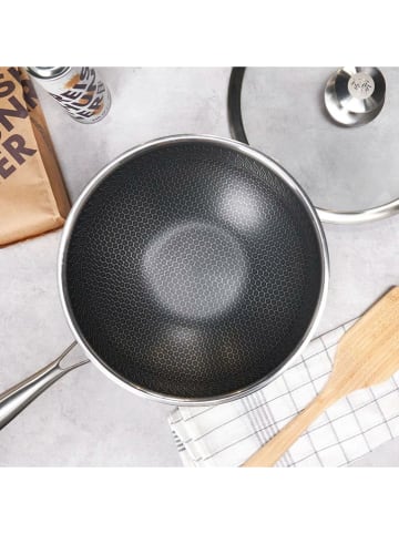 Reishunger 2tlg. Set: Edelstahl-Wokpfanne "Premium" - Ø 28 cm