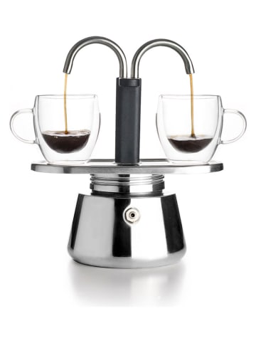 Ibili Mini ekspres w kolorze srebrno-czarnym do espresso - 90 ml