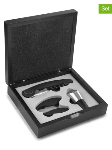 Ibili 3-częściowy zestaw barowy w kolorze srebrno-czarnym