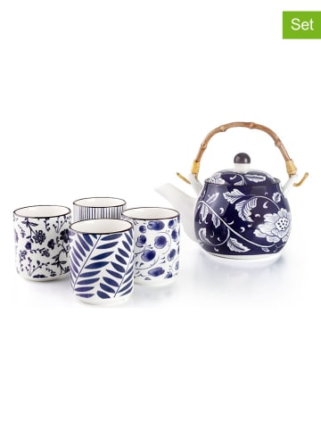 Ibili 5-delig theeservies "Flora" donkerblauw