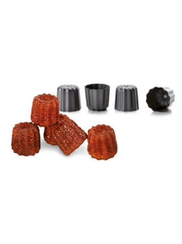 Ibili 4er-Set: Cannelé-Formen in Schwarz - Ø 6 cm 