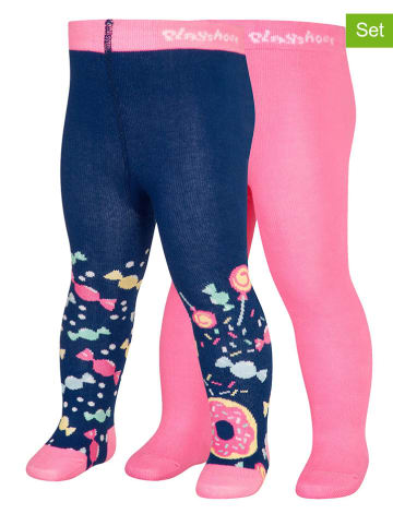 Playshoes 2er-Set: Strumpfhosen in Pink/ Dunkelblau