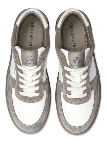 Groundies Leder-Barfußschuhe "Hamptons 2.0" in Grau/ Weiß