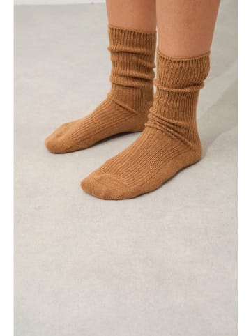 AUTHENTIC CASHMERE Kaszmirowe skarpety "Chewila" w kolorze jasnobrązowym