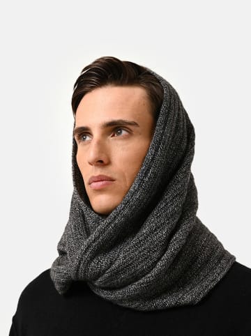 Just Cashmere Kaschmir-Loop-Schal "Hutton" in Schwarz/ Weiß - (L)65 x (B)50 cm