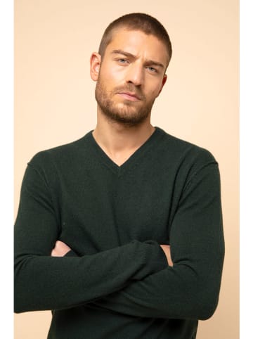 Just Cashmere Kasjmieren trui "Tom" donkergroen