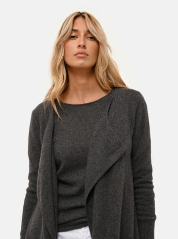 Just Cashmere Kasjmieren vest "Brooke" antraciet