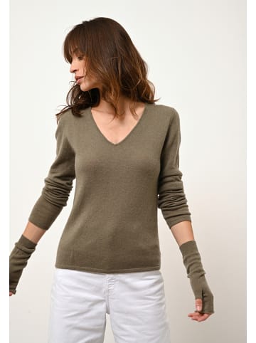 Just Cashmere Kaszmirowy sweter "Joan" w kolorze khaki