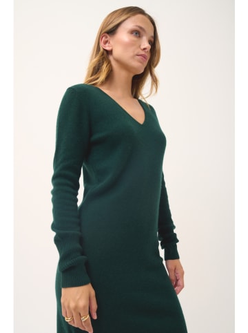 Just Cashmere Kaszmirowa sukienka "Tracy" w kolorze ciemnozielonym