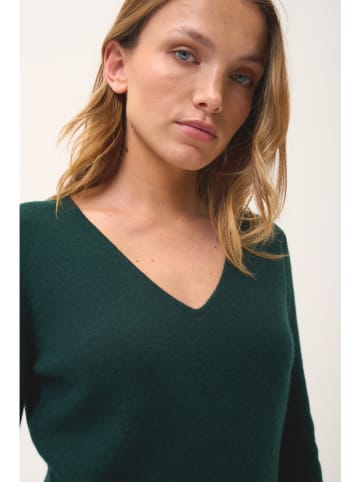 Just Cashmere Kasjmieren jurk "Tracy" donkergroen