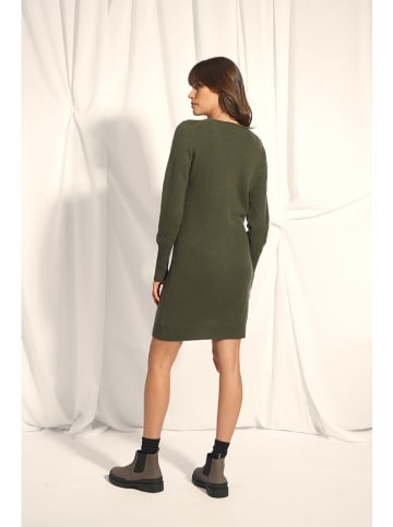 Just Cashmere Kasjmieren jurk kaki