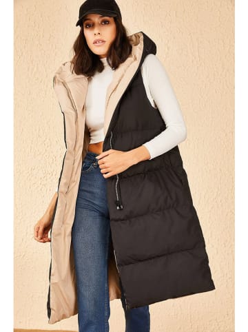 Bianco Lucci Wende-Steppweste in Beige/ Schwarz
