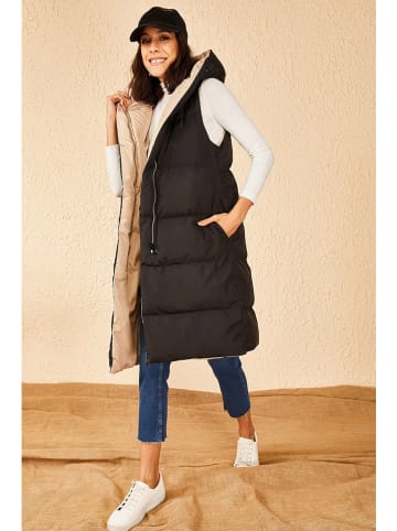 Bianco Lucci Wende-Steppweste in Beige/ Schwarz