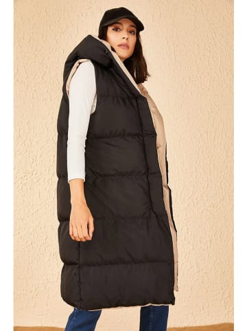 Bianco Lucci Wende-Steppweste in Beige/ Schwarz