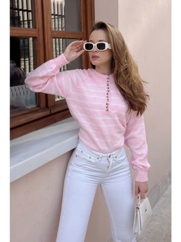 Bianco Lucci Pullover in Rosa/ Weiß
