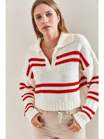 Bianco Lucci Pullover in Weiß/ Rot