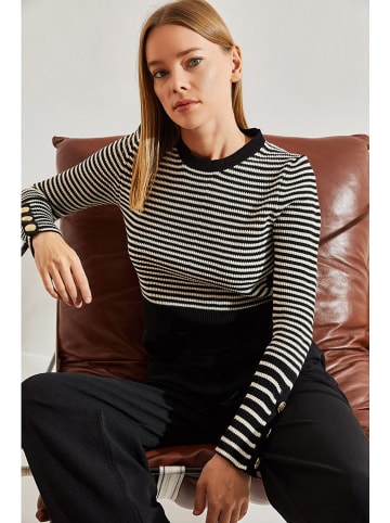 Bianco Lucci Pullover in Schwarz/ Creme