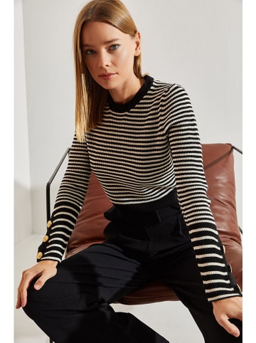 Bianco Lucci Pullover in Schwarz/ Creme