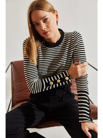 Bianco Lucci Pullover in Schwarz/ Creme