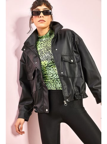 Bianco Lucci Kunstlederjacke in Schwarz