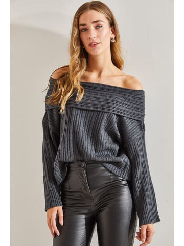 Bianco Lucci Sweter w kolorze antracytowym