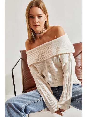 Bianco Lucci Sweter w kolorze kremowym
