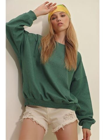 Trend Alaçatı Stili Sweatshirt in Grün
