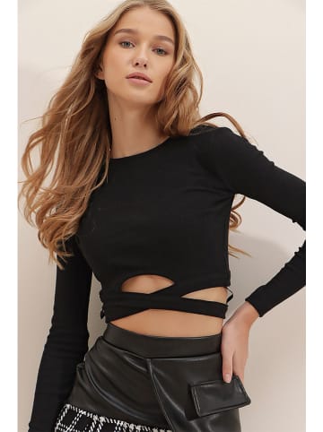 Trend Alaçatı Stili Longsleeve in Schwarz