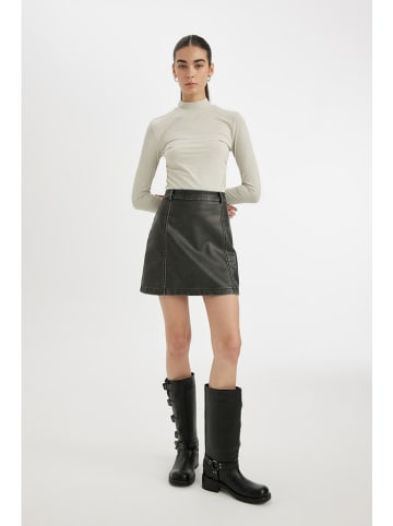 DeFacto Spódnica w kolorze antracytowym ze skóry syntetycznej