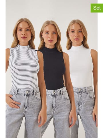 Happiness Istanbul 3-delige set: tops zwart/wit