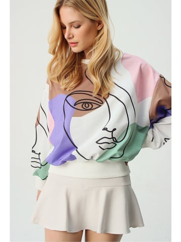 Trend Alaçatı Stili Bluza w kolorze białym ze wzorem