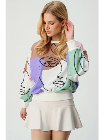 Trend Alaçatı Stili Sweatshirt wit/meerkleurig