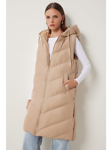 Happiness Istanbul Kamizelka pikowana w kolorze beżowym