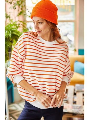 Olalook Sweatshirt wit/oranje